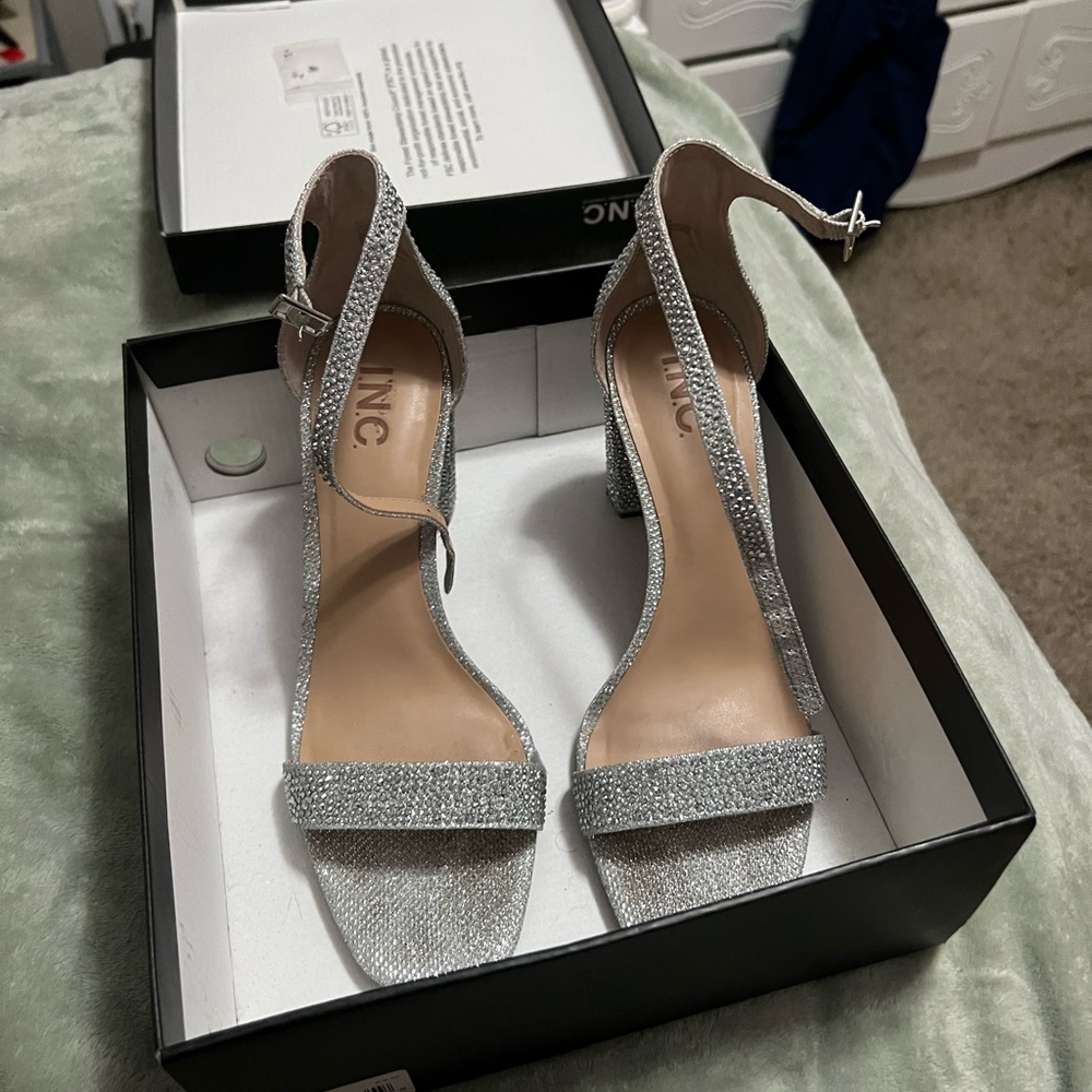 INC International Concepts Glittering Silver Heels